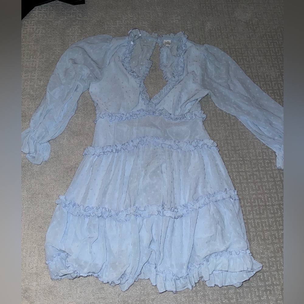 Selfie Leslie plung neck blue lace dress size XL